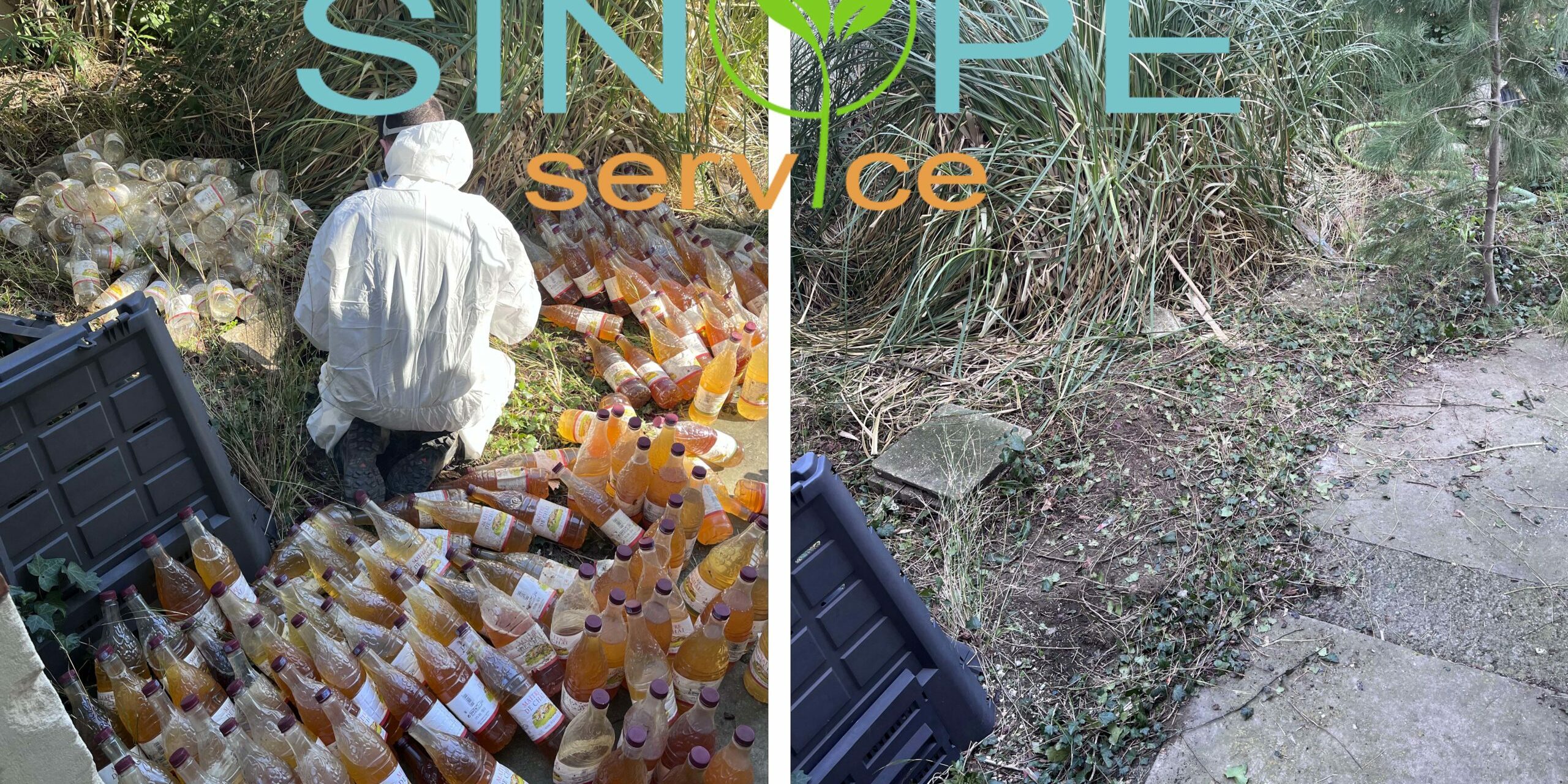 Vidage de bouteilles remplies d'urine